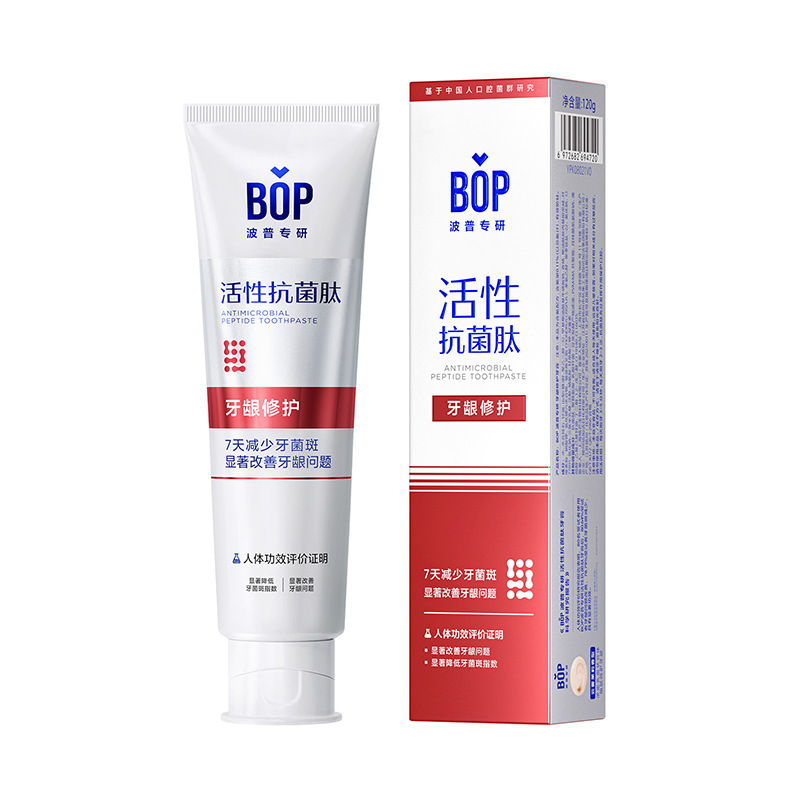 Bop は、マルチ効果の生分解性歯石、爽やかな息、歯肉ケアを備えた Bop アクティブ抗菌ペプチド歯磨き粉を専門としています。|undefined