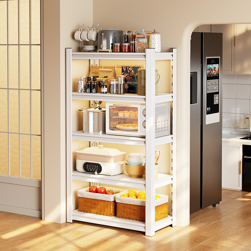 Floor-standing multi-layer kitchen rack for microwave oven and toaster, multifunctional storage shelf, household pot rack, storage cabinet, and shelf