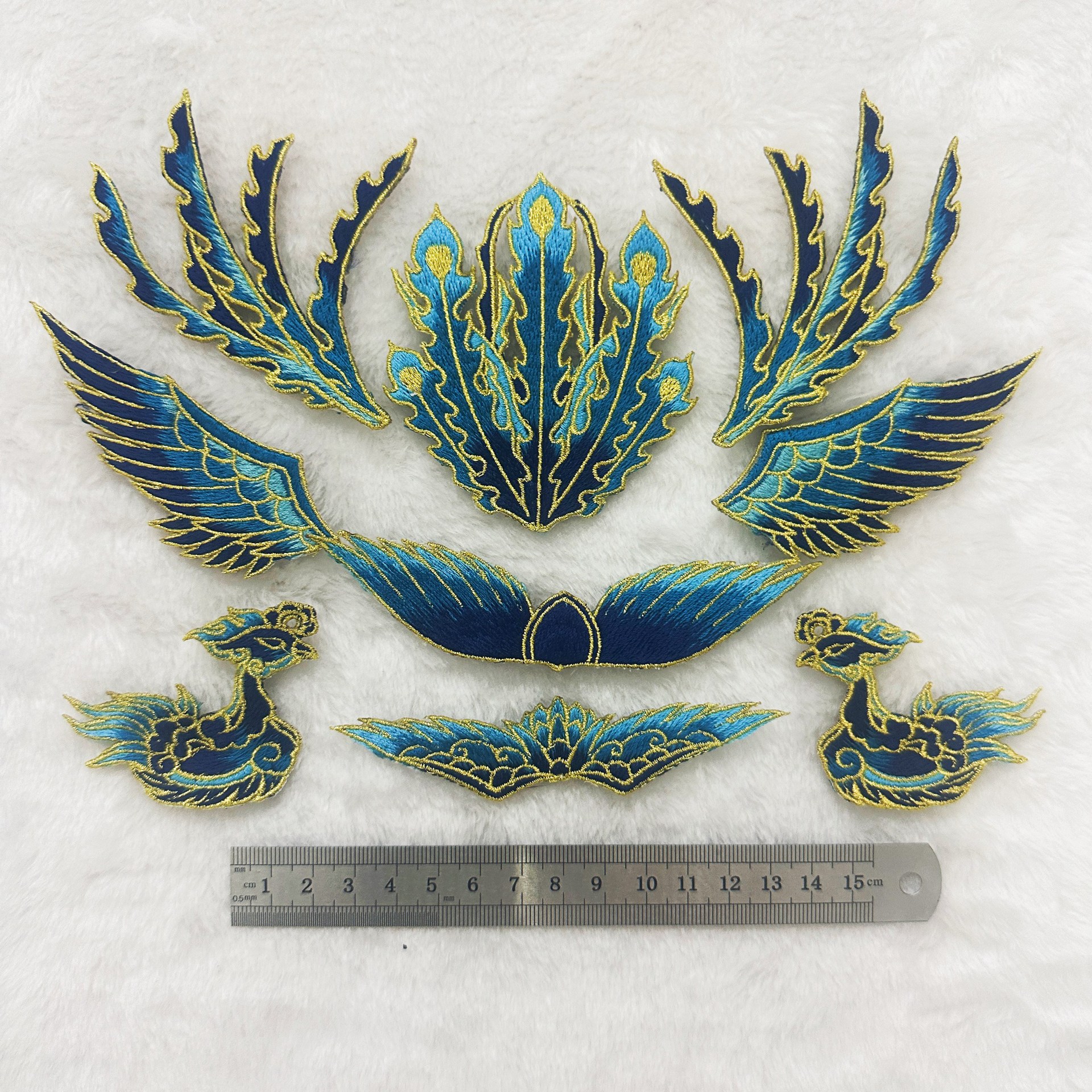 古风头饰创意绣片汉服材料刺绣diy发冠大凤冠配件