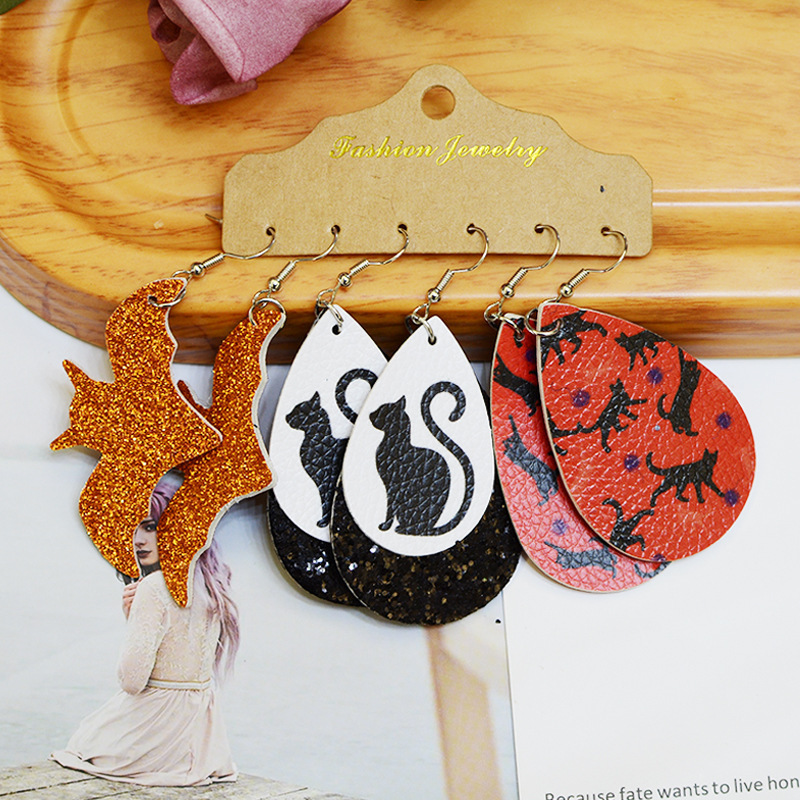 Fashion Pumpkin Water Droplets Pu Leather Unisex Earrings 1 Set display picture 8