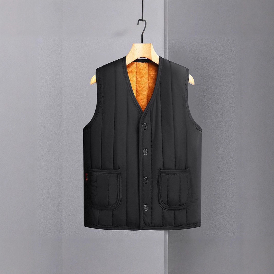 毛内胆新款爸爸装大码中年男士加绒马夹中老年坎肩男装背心加厚棉