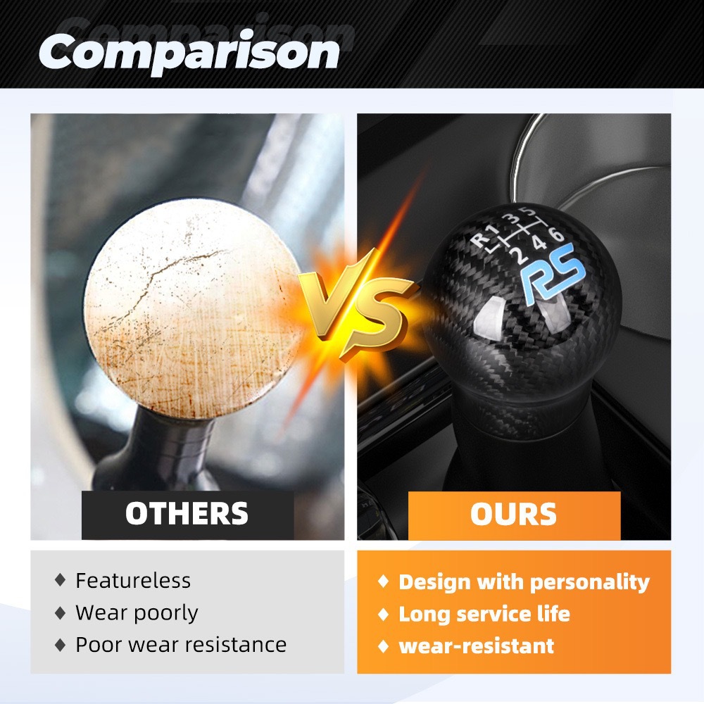 Car modification accessories RS carbon fiber gear shift knob ST6-speed shift knob suitable for Focus Fiesta