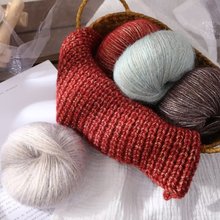 跨境批发25g金葱马海毛升级版手工编织钩帽子围巾外套毛衣包包线