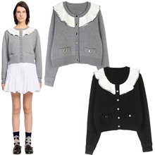 S家小香风学院风娃娃领针织开衫单排扣秋冬新款法式温柔开衫外套