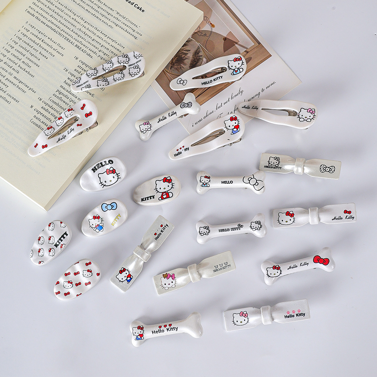 Cute and sweet pearl white cat internet celebrity hair clip, cartoon girl ins versatile bangs clip, internet celebrity hairpin wholesale