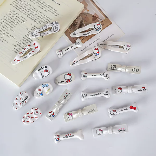 Cute and sweet pearl white cat internet celebrity hair clip, cartoon girl ins versatile bangs clip, internet celebrity hairpin wholesale