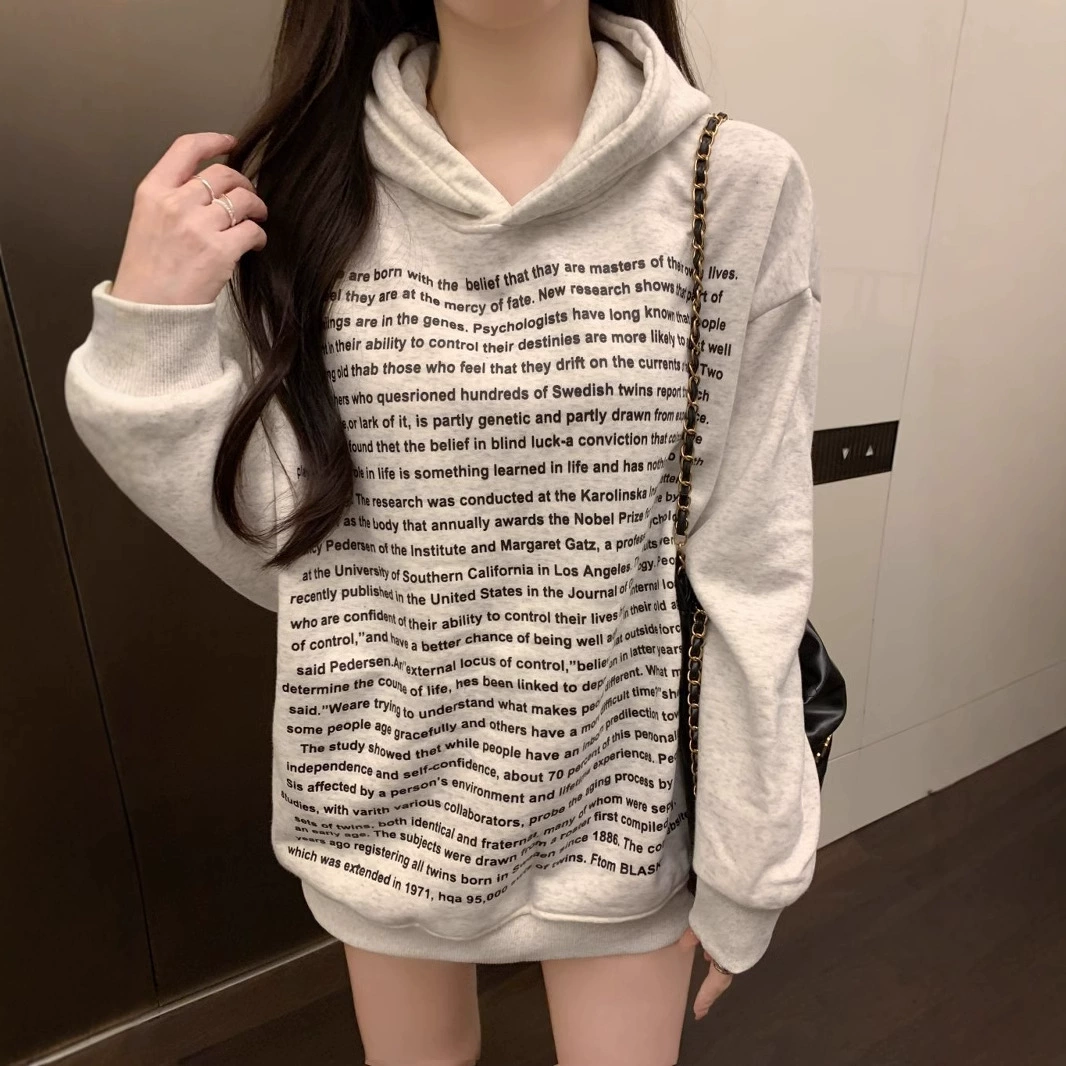 Американский ретро свитер с капюшоном женский 2024 весна и осень новый тонкий свободный корейский вариант дикого пальто с длинными рукавами