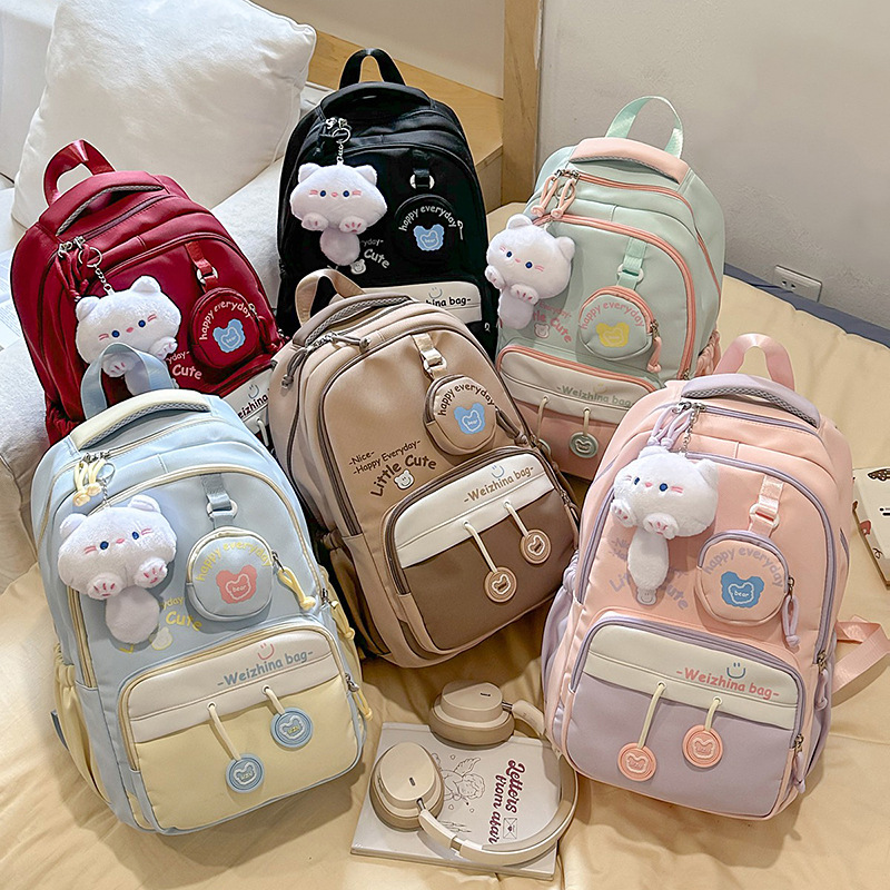 书包女森系ins高颜值可爱简约小学生双肩包大容量轻便护脊背包潮|undefined