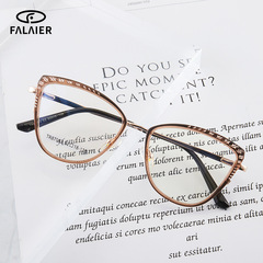 87083 跨境 眼鏡 貓眼眼鏡 防藍光眼鏡框 ins潮流金屬鏤空眼鏡框