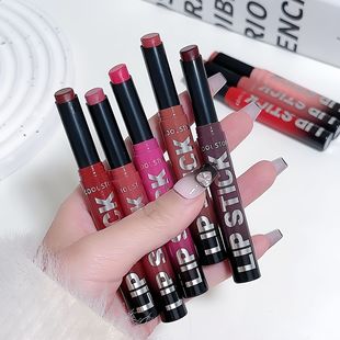European and American Internet Celebrity Single Color Lipstick Matte Velvet Mist Lipstick Stick Lip and Cheek Dual-Use Rotating Lipstick Cross-Border Makeup Wholesale