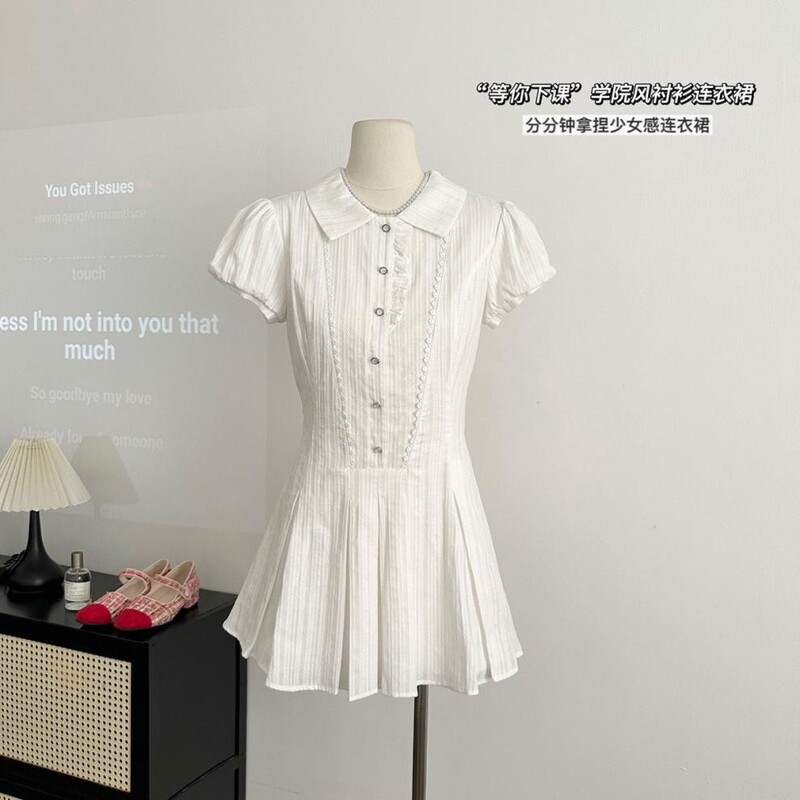 Baby Doll Collar Waist Dress 2024 New Design Elegant Age-Reducing A-Line Skirt Short-Sleeved Long-Sleeved Shirt Skirt Baby Doll Collar Waist Dress 2024 New Design Elegant Age-Reducing A-Line Skirt Short-Sleeved Long-Sleeved Shirt Skirt