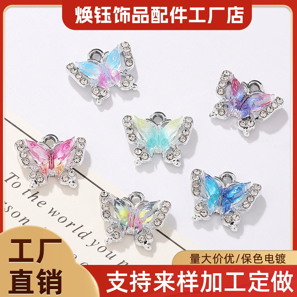 Сплав Сладкая классная девушка ins Полное бриллиантовое сплава цветная бабочка подвеска из бисера браслет ожерелье ручной украшения подвеска