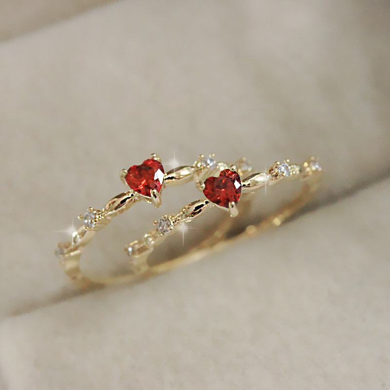 White K Plated Plating Material Zircon Inlay Material Copper IG Style Shiny Inlay Heart Shape Zircon Rings