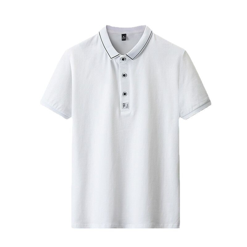 Polo de algodón de manga corta para hombre, estilo coreano, con solapa, color liso, camiseta informal de negocios, camisa base fina de media manga.