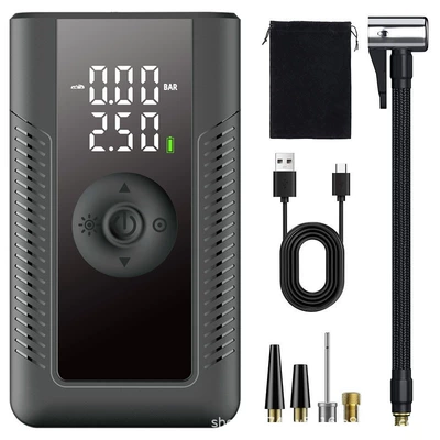 Multifunctional Wireless Portable Automatic Charging and Stopping Tire Digital Display Pump Car Motorcycle Bicycle Air Pump (Hava nasosu) - upgraded-digital-display-luxury-wireless-model-black