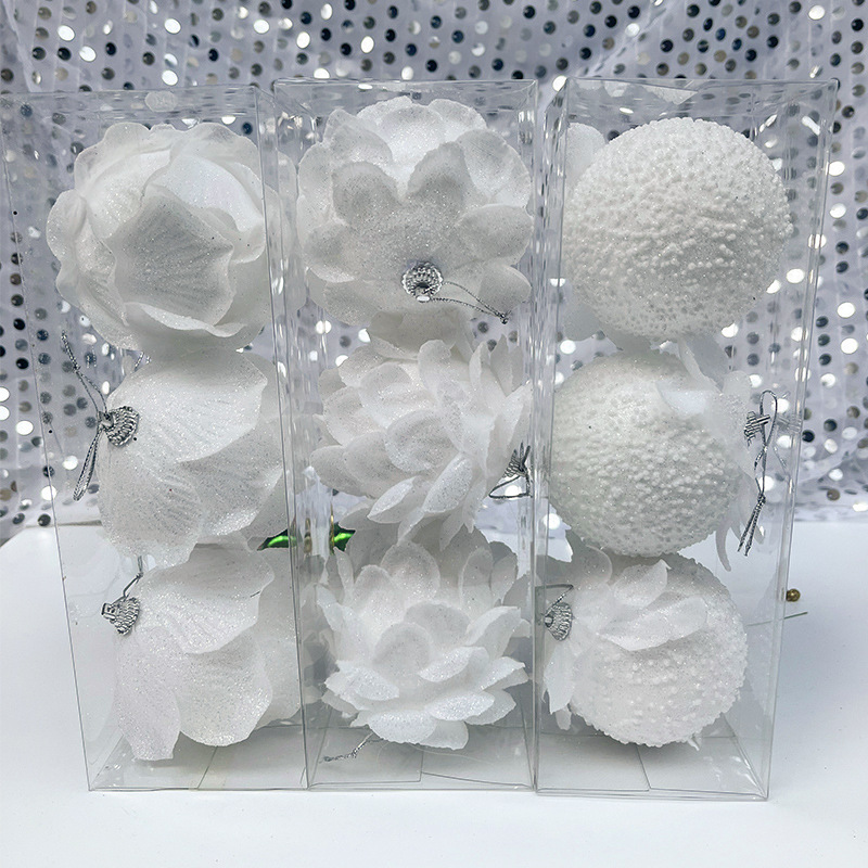 Nuevo pétalo de Navidad polvo de oro bola hoja bola ventana decoración árbol de Navidad brillo nieve blanca bola de espuma colgante