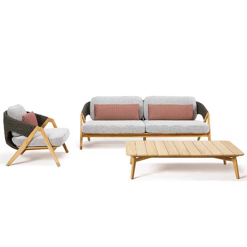 Al Aire Libre sofá de teca al aire libre Hotel ratán diseñador salón patio balcón combinación madera maciza sofá muebles
