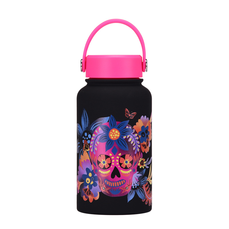 Nueva transfronteriza 650ml taza de vacío de boca ancha portátil de vacío niños estudiante deportes hervidor de agua de impresión al aire libre taza