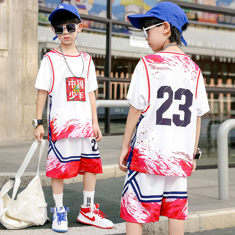 075 red basketball suit