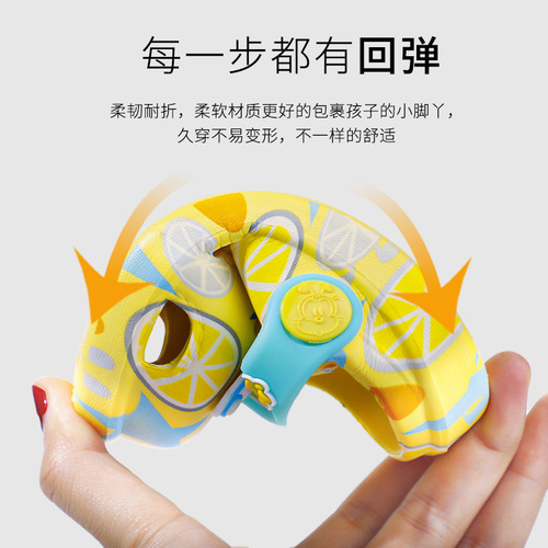 Bububu Children's Punchy Shoes Summer 1-5 Years Old Baby Boys and Girls Printed Cartoon Beach Shoes Slippers