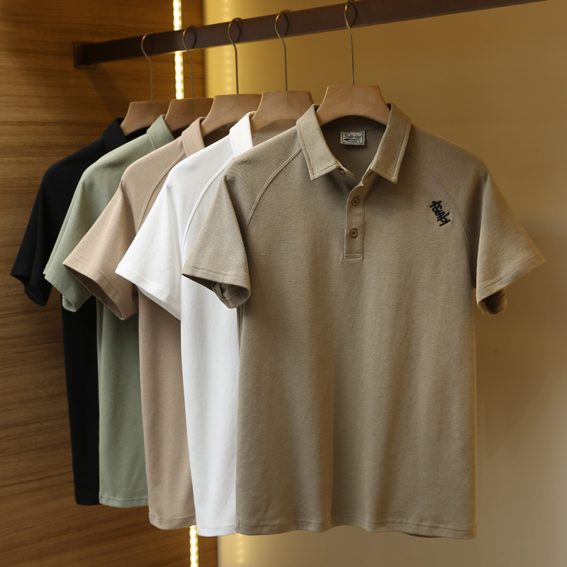 Designer items! Smooth! 2024 foreign trade men's summer half zipper casual lapel short sleeve polo shirt tide