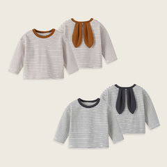 嬰幼兒春季長袖T恤兒童兔耳朵上衣嬰童A類打底衫寶寶嬰兒春季衣服