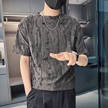 夏季破洞T恤男潮穿搭短袖体恤男潮流帅气邦创唯新款半截袖上衣服