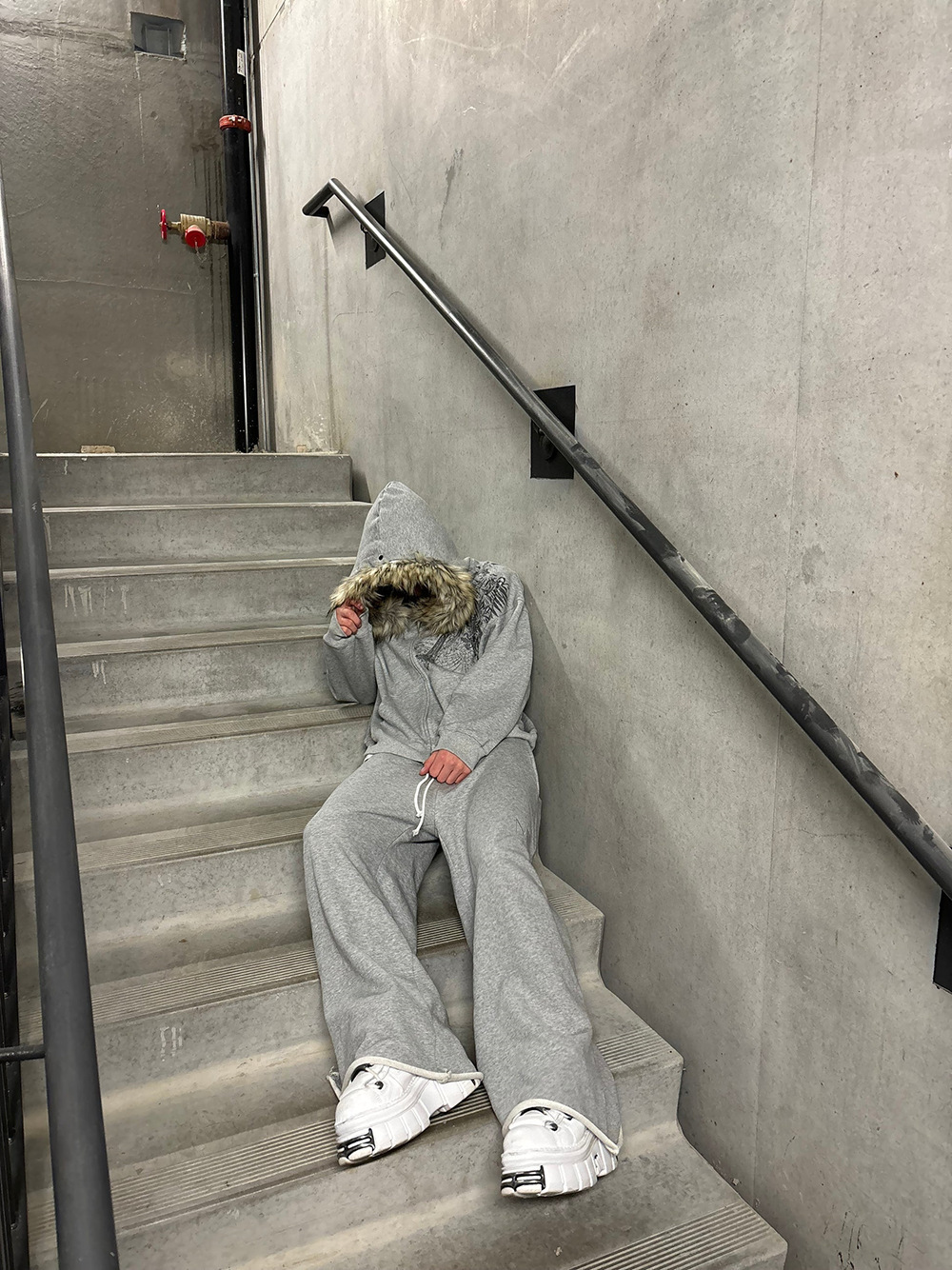 Y2K High Street American Style Fur Collar Printed Hooded Zipper Cardigan Sweatshirt For Men Autumn Winter Design Jacket_voghion.com