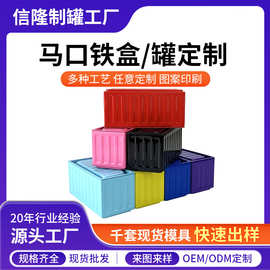 迷你小集装箱模型复古工业风桌面摆件收纳盒铁艺创意货柜马口铁盒