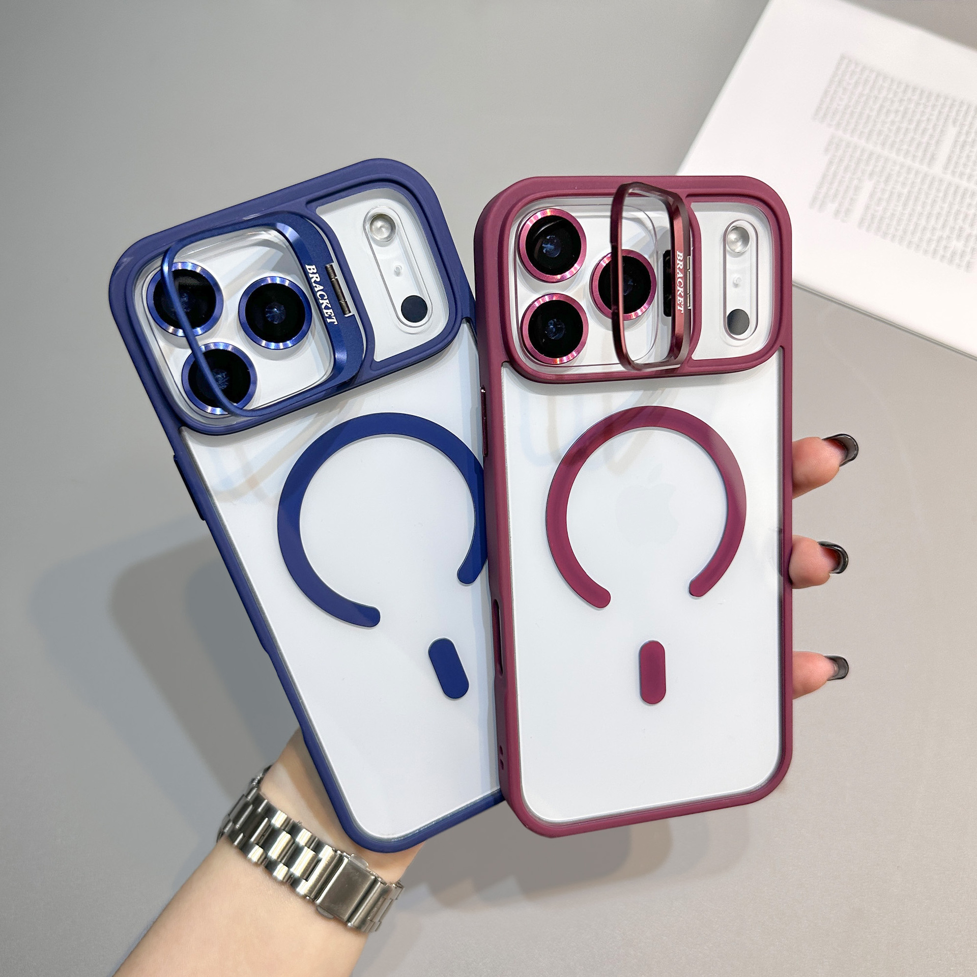 Lens Holder Suitable for Iphone17Pro Mobile Phone Case Transparent Magnetic Apple 16Pro Simple Anti-Fall Protective Cover