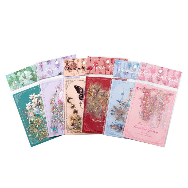 Paquete de etiqueta engomada de la joyería sin límites retro Diario frontera Mo Cristal de hielo PET tridimensional