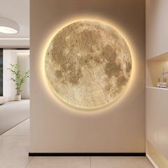 月の玄関装飾画、雰囲気照明付き絵画、廊下通路の壁掛け絵画、高級彫刻、リビングルームと寝室の背景壁画