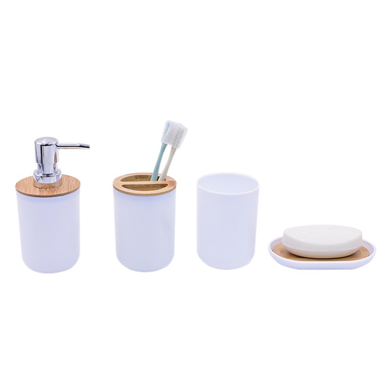 Moda Hotel artículos de tocador baño suministros de bambú de almacenamiento combinación traje de baño de cuatro piezas conjunto de seis piezas