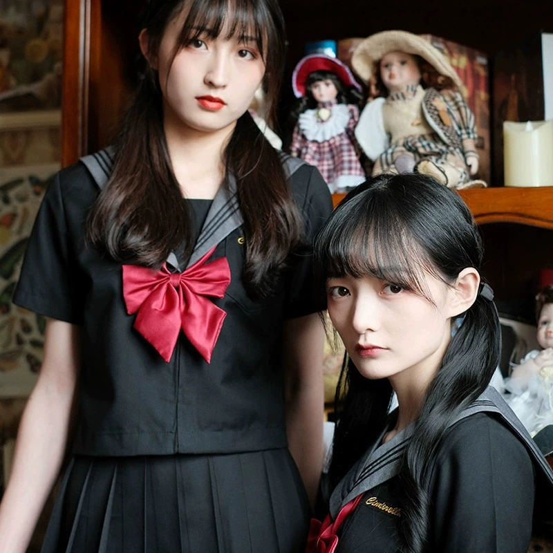Весенняя православная форма Золушки JK Черная Матросская форма Японская школьная форма Униформа для классов Академический стиль Средняя форма