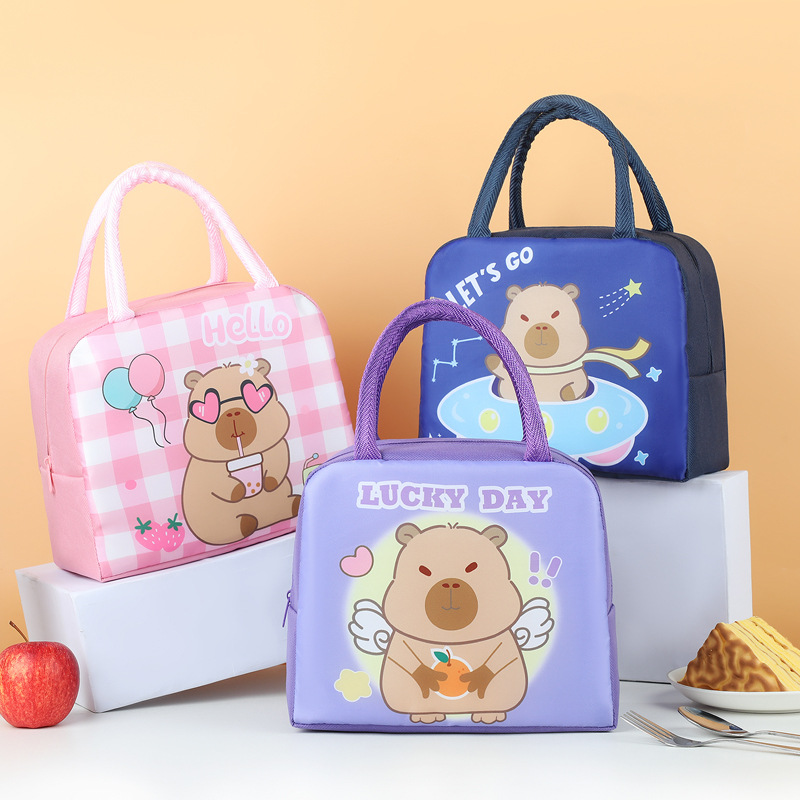 Nuevo lindo conejillo de indias bolsa de lonchera de dibujos animados para ir a trabajar y ir a la escuela con comida bolsa de aislamiento bolsa de almuerzo bolsa de almuerzo bolsa de almuerzo linda bolsa de comida divertida