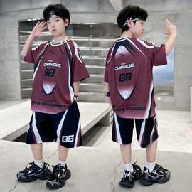 儿童篮球服夏季薄款套装中大童男孩短袖透气速干衣男童冰丝运动服