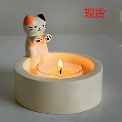 Carton Kitten Candle Holder漫画の子猫のろうそくの棚のバレンタインデーの子猫は装飾を暖めます。