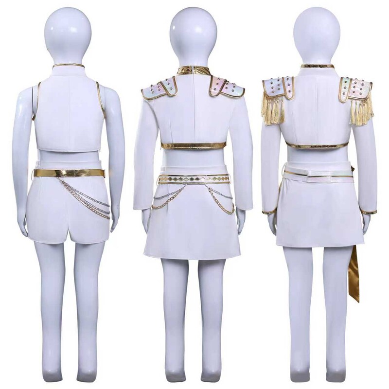 K-POP猎魔女团cos服米拉佐伊鲁米白皮儿童打歌服cos万圣节服装|undefined