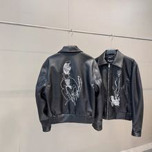 2025秋冬新款E@RD忧郁的富二代神秘人刺绣小羊皮夹克外套一件批发