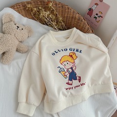 Women's Hoodie 2023 Autumn New Korean Style Pure Cotton Girls' Baby Trendy Matchy-matchy Children's Cartoon Pure Cotton Top