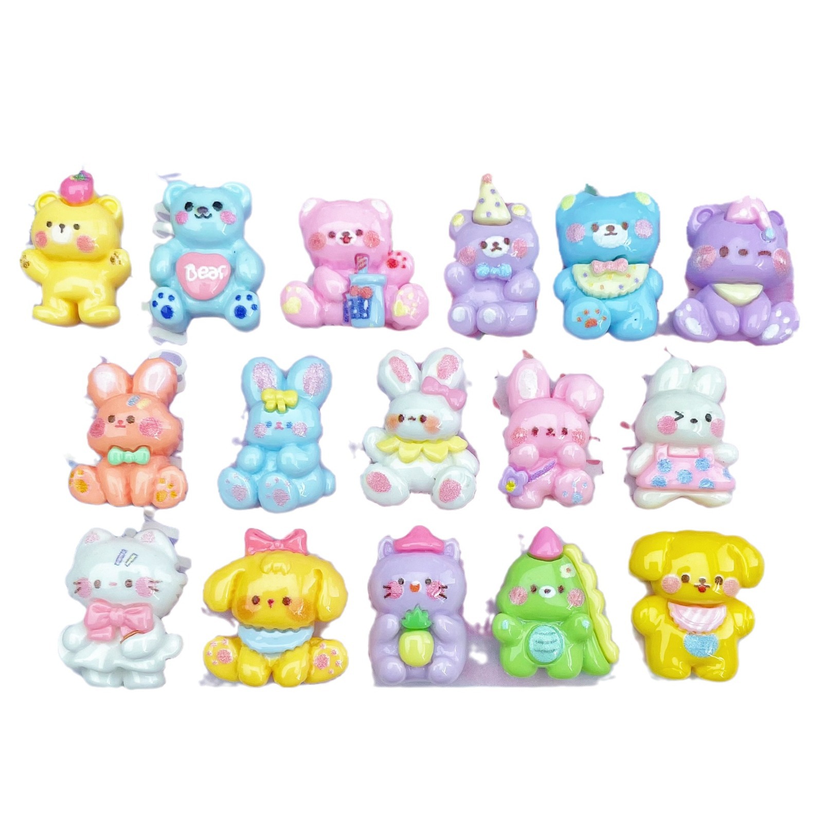 Mini tamaño pequeño animal de la historieta accesorios resina oso conejo lindo horquilla caja del teléfono papelería zapatos accesorios de almacenamiento