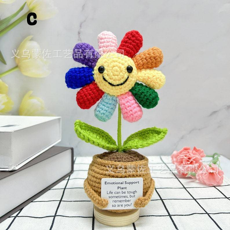 Amazonas comercio exterior gancho de lana sonriente flores en maceta comercio exterior artesanal girasol tulipas margarita adornos image 8