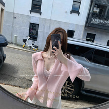 CloudSweet白云甜pring温香迷雾 马海毛针织开衫女春薄款翻领小衫