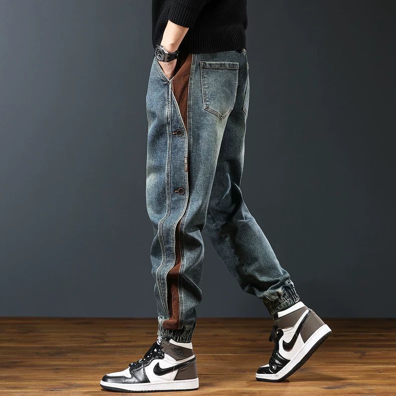 American High Street New Style Patchwork Cargo Pants for Men 2025 Autumn Trendy Brand Loose Casual Jogger Jeans