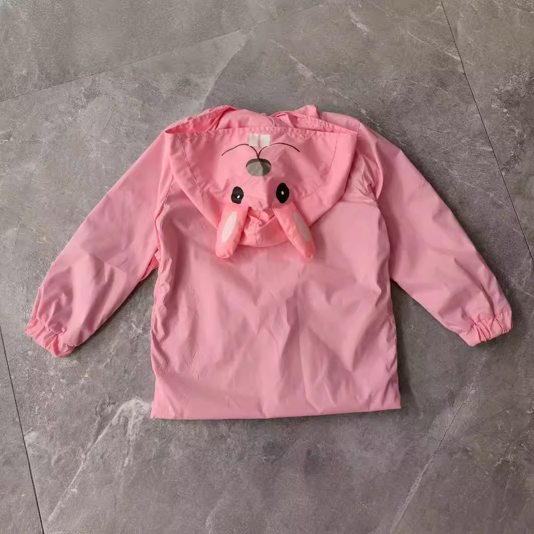 Children's cartoon rabbit trench coat Spring and Autumn new children's clothing children's baby hooded coat girls' mid-length trench coat