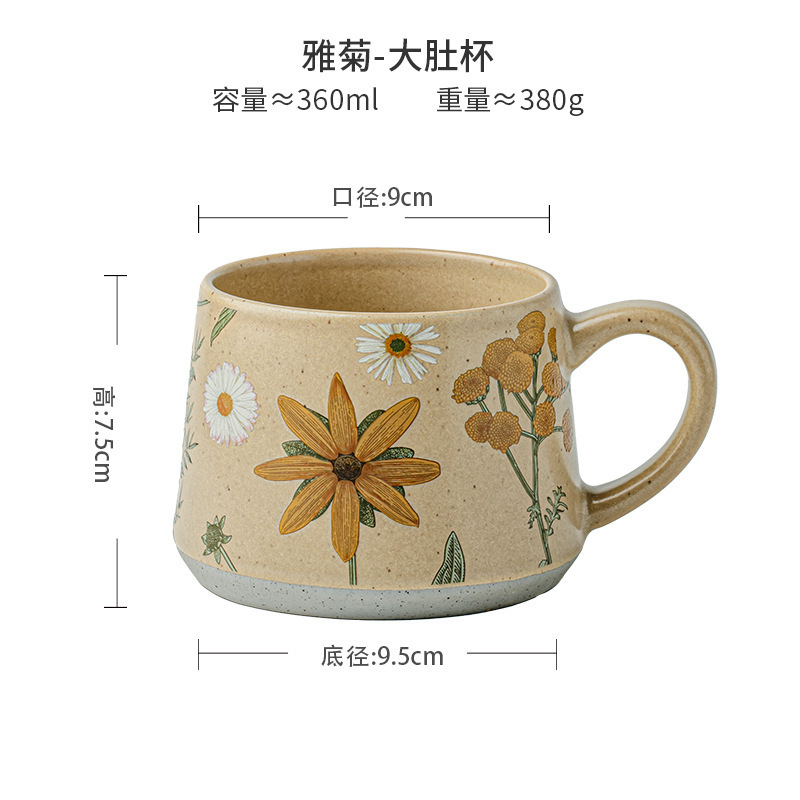 ♔花季限定漂亮手工马克杯中古风陶瓷咖啡杯子闺蜜女跨境出口|undefined