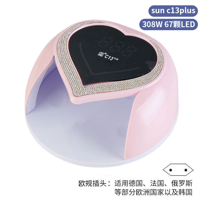 Lámpara de manicura inteligente de alta gama de luz de terapia de diamante 256W de alta potencia de pegamento de vinilo lámpara de horneado de dos manos secador de uñas transfronterizas