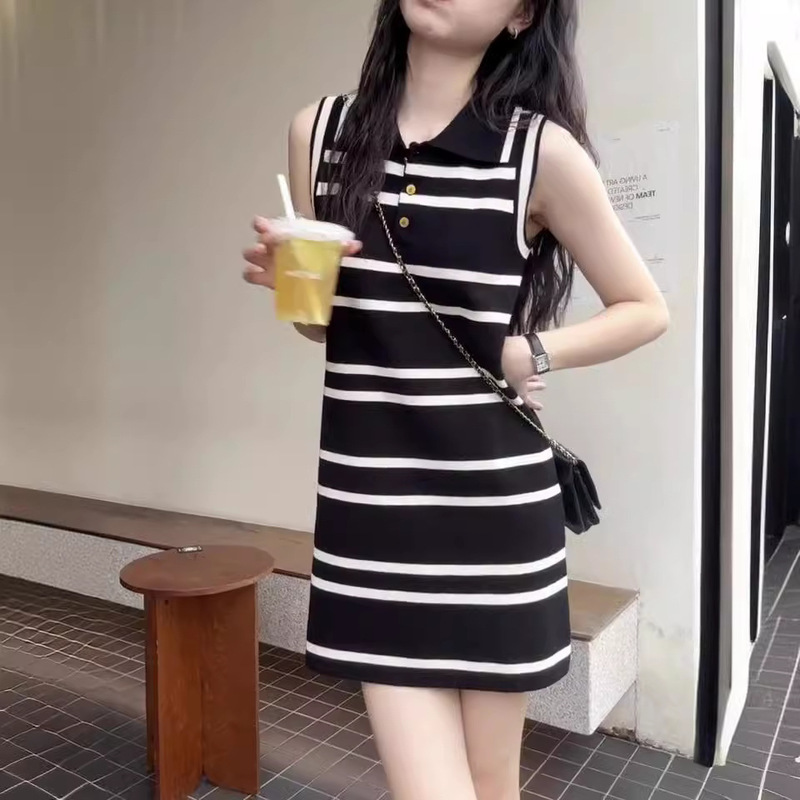 Summer New Style Petite Tall, Chic, Beautiful and Super Nice Stripesd Polo Collar Dress for Women Summer New Style Petite Tall, Chic, Beautiful and Super Nice Stripesd Polo Collar Dress for Women