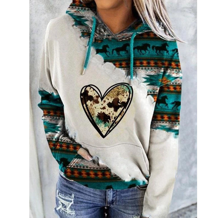 Ethnic Style Printed Hooded Sweatshirt NSYF90179