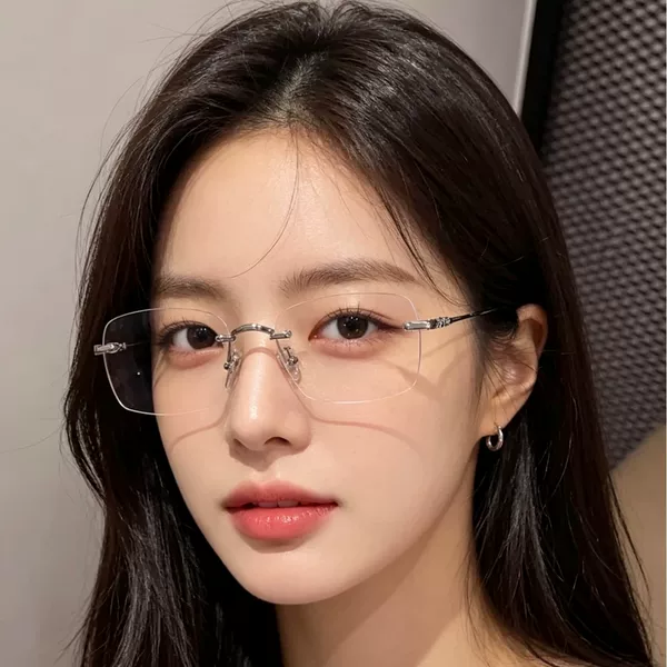 Photochromic Anti-Blue Light Reading Glasses, Rimless Flat Lenses, Popular on Live Streaming, Ready-Made Reading Glasses for the Elderly